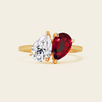 Pear Cut IGI Lab Grown Diamond & Garnet Toi et Moi Ring