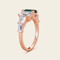 Art Deco Lab Emerald & IGI Lab Grown Diamond Engagement Ring