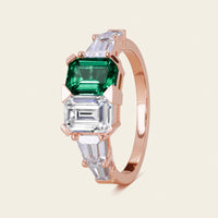 Art Deco Lab Emerald & IGI Lab Grown Diamond Engagement Ring