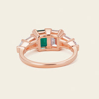 Art Deco Lab Emerald & IGI Lab Grown Diamond Engagement Ring