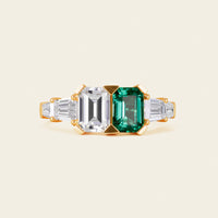 Art Deco Lab Emerald & IGI Lab Grown Diamond Engagement Ring