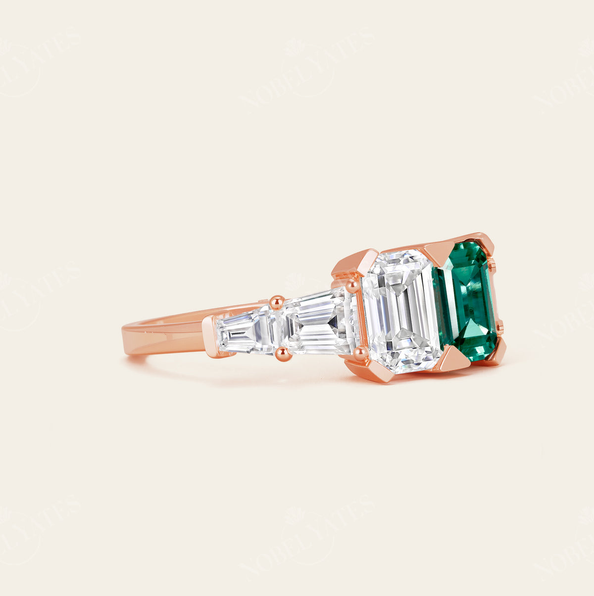 Art Deco Lab Emerald & IGI Lab Grown Diamond Engagement Ring