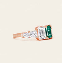 Art Deco Lab Emerald & IGI Lab Grown Diamond Engagement Ring