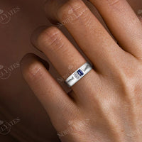 Lab Diamond & Lab Sapphire Toi et Moi Men's Engagement Ring