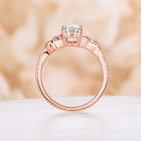 Oval Moissanite Nature Inspired Engagement Ring Split Rose Gold Band