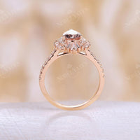 Art deco Pear Morganite Engagement Ring Rose Gold