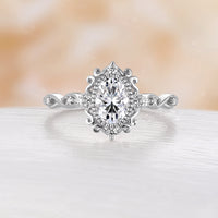 Rose Gold Vintage Oval Moissanite Engagement Ring Filigree Milgrain