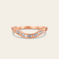 Art Deco Baguette Lab Diamond Curved Wedding Band 1 