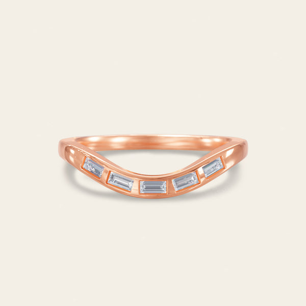 Art Deco Baguette Lab Diamond Curved Wedding Band 1 
