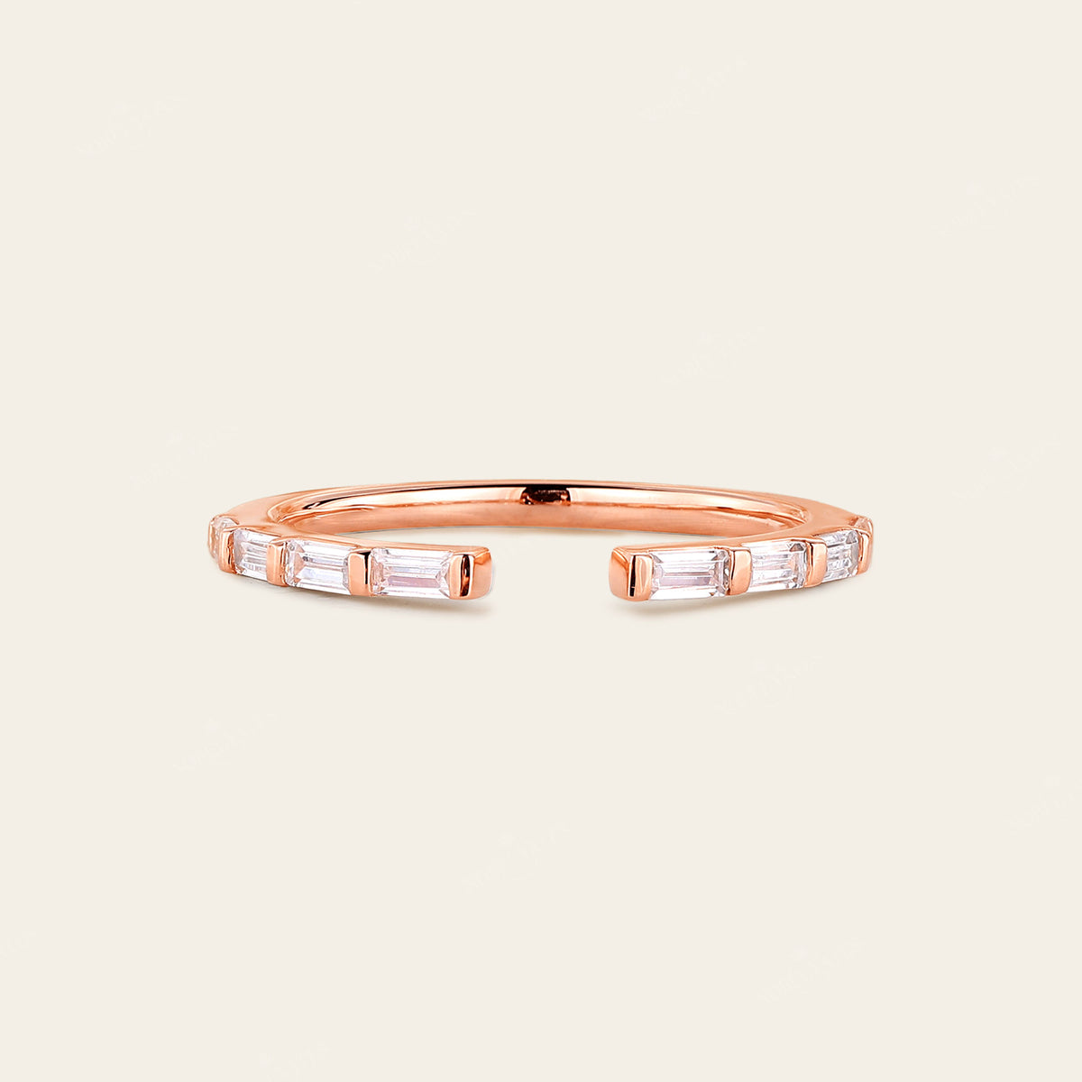 Baguette Lab Diamond Open Wedding Band 4