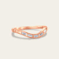Art Deco Baguette Lab Diamond Curved Wedding Band