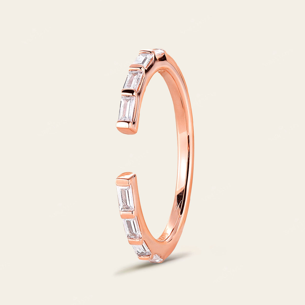 Baguette Lab Diamond Open Wedding Band 3