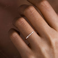 Art Deco Round & Baguette Lab Diamond Wedding Band