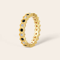 Round Cut Black Onyx & Lab Grown Diamond Full Eternity Band-Nobel Yates