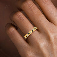 Round Cut Black Onyx & Lab Grown Diamond Full Eternity Band-Nobel Yates
