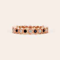 Round Cut Black Onyx & Lab Grown Diamond Full Eternity Band-Nobel Yates