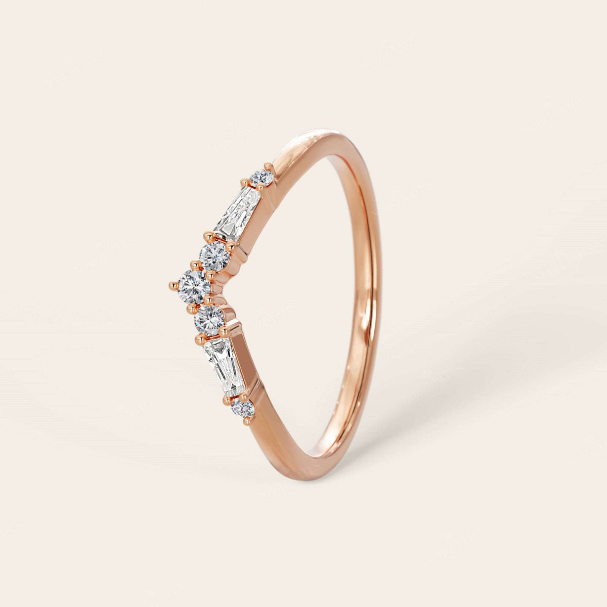 Round & Tapered Baguette Lab Grown Diamond Curved Wedding Band-Nobel Yates
