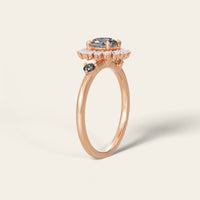 Round Salt and Pepper Diamond Halo Engagement Ring