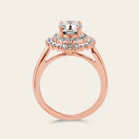 Art deco Oval Moissanite Halo Engagement Ring Rose Gold