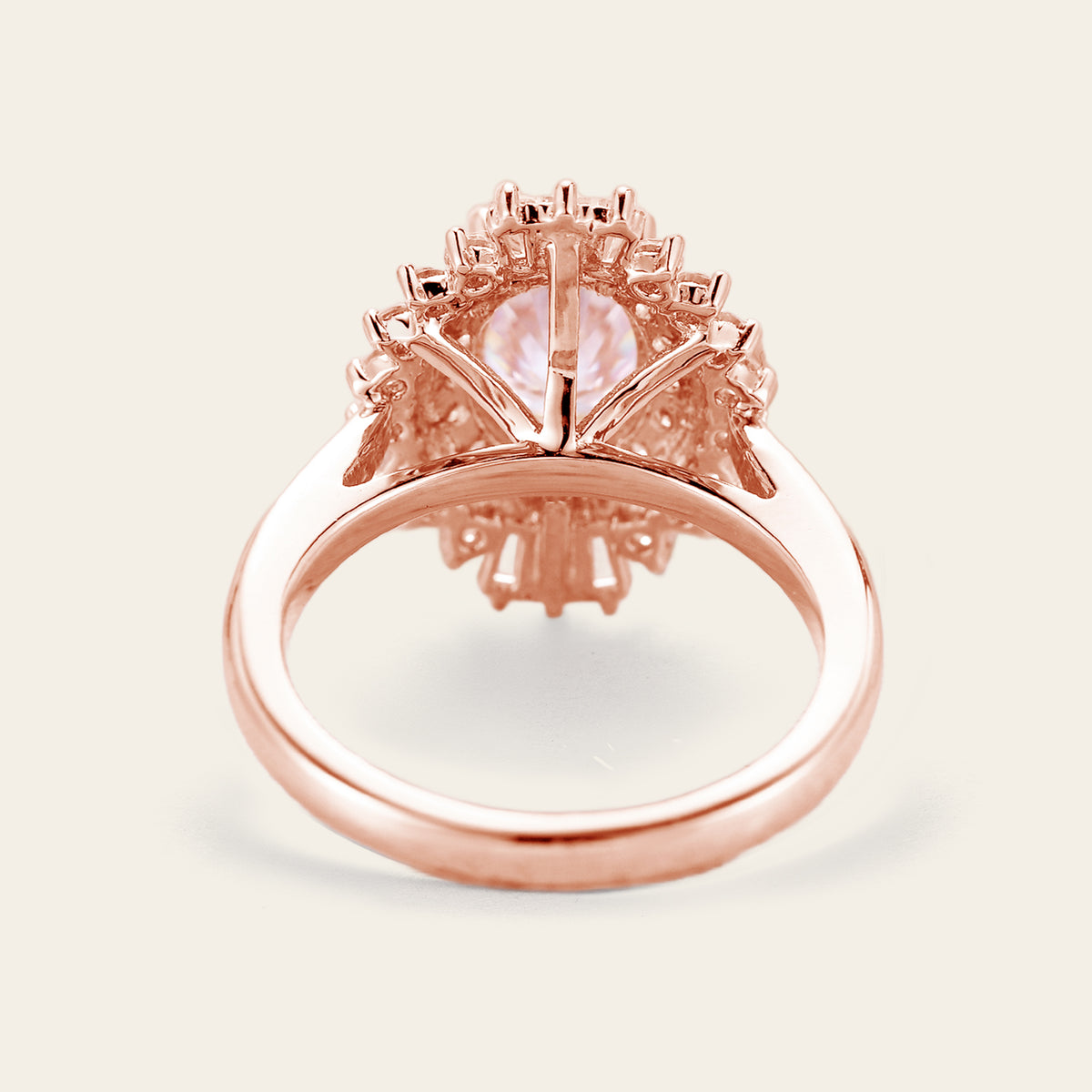 Art deco Oval Moissanite Halo Engagement Ring Rose Gold