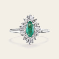 Art Deco Marquise Cut Lab Emerald Halo Engagement Ring Yellow Gold