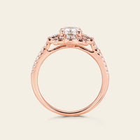 Oval Moissanite Art Deco Rose Gold Milgrain Engagement Ring