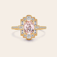 Oval Pink Morganite Art Deco Milgrain Engagement Ring-Nobel Yates