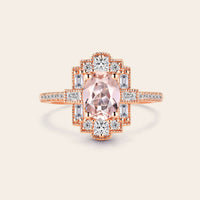 Oval Pink Morganite Art Deco Milgrain Engagement Ring-Nobel Yates