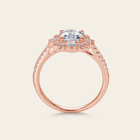 Asscher Cut Moissanite Milgrain Engagement Ring Art Deco Rose Gold