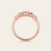 Oval Moissanite Bezel Set Engagement Ring Art Deco Rose Gold