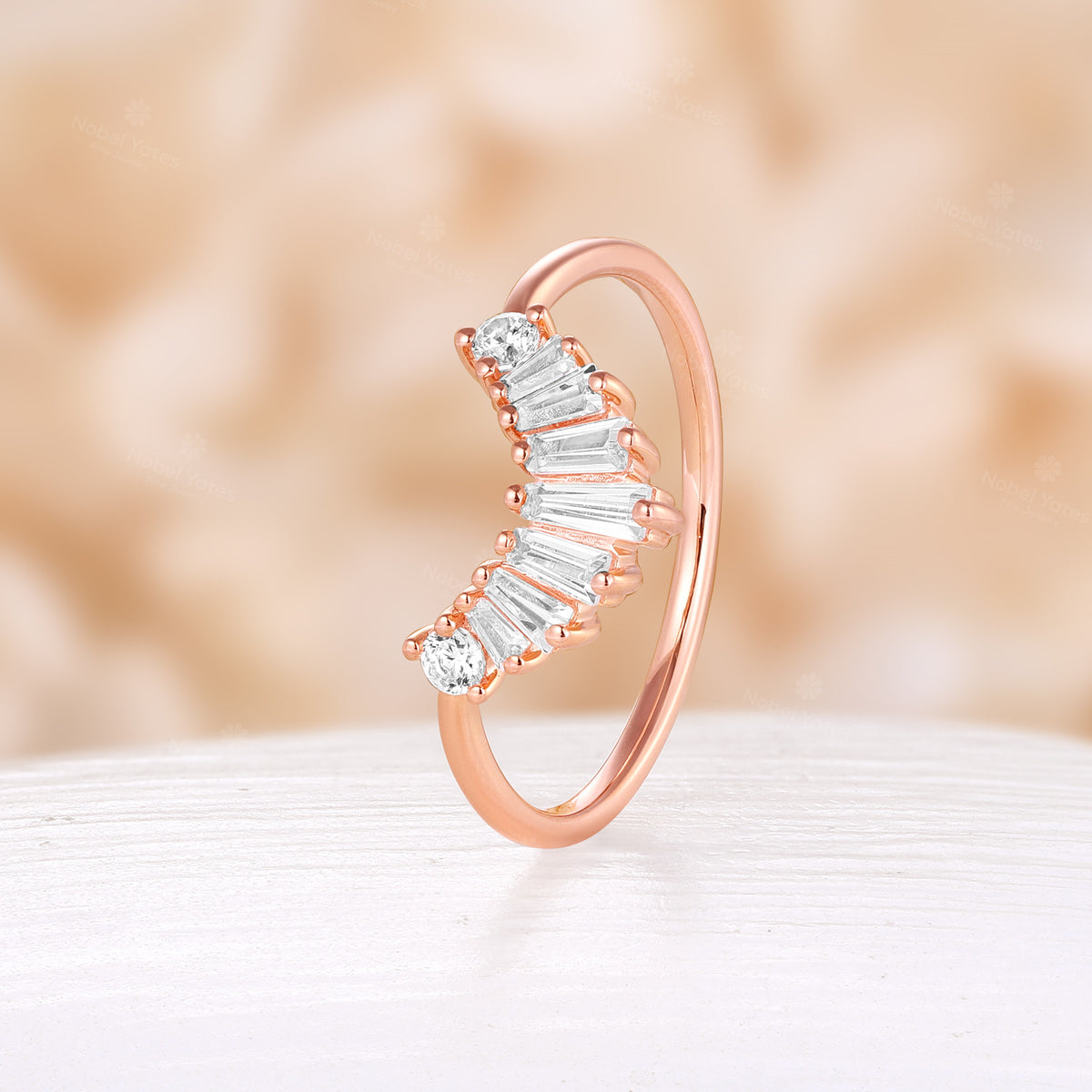 Baguette Lab Diamond Curved Stacking Mosaic Ring