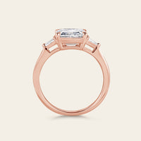 Tapered Baguette Three Stones Moissanite Engagement Ring