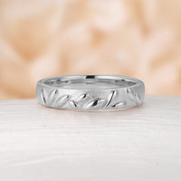 Unique Leaf Design Couple Ring Nature Inspired Moissanite Wedding Bands