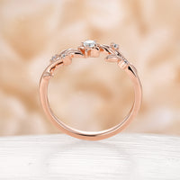 Unique Leaf Design Couple Ring Nature Inspired Moissanite Wedding Bands