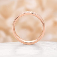 Nature-Inspired Leaf & Flower Engraved Couple's Ring Plain Rose Gold Band