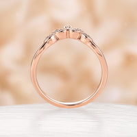 Marquise Shape Round Moissanite Stacking Matching Wedding Band Rose Gold