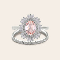 Starburst Art deco Oval Pink Morganite Bridal Sets-Nobel Yates
