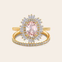 Starburst Art deco Oval Pink Morganite Bridal Sets-Nobel Yates