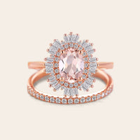 Starburst Art deco Oval Pink Morganite Bridal Sets-Nobel Yates