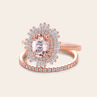 Starburst Art deco Oval Pink Morganite Bridal Sets-Nobel Yates