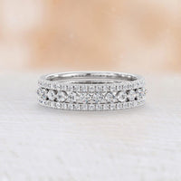 Triple Row Pave Lab Diamond Eternity Stacking Ring Set