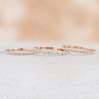 Triple Row Pave Lab Diamond Eternity Stacking Ring Set