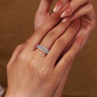 Triple Row Pave Lab Diamond Eternity Stacking Ring Set