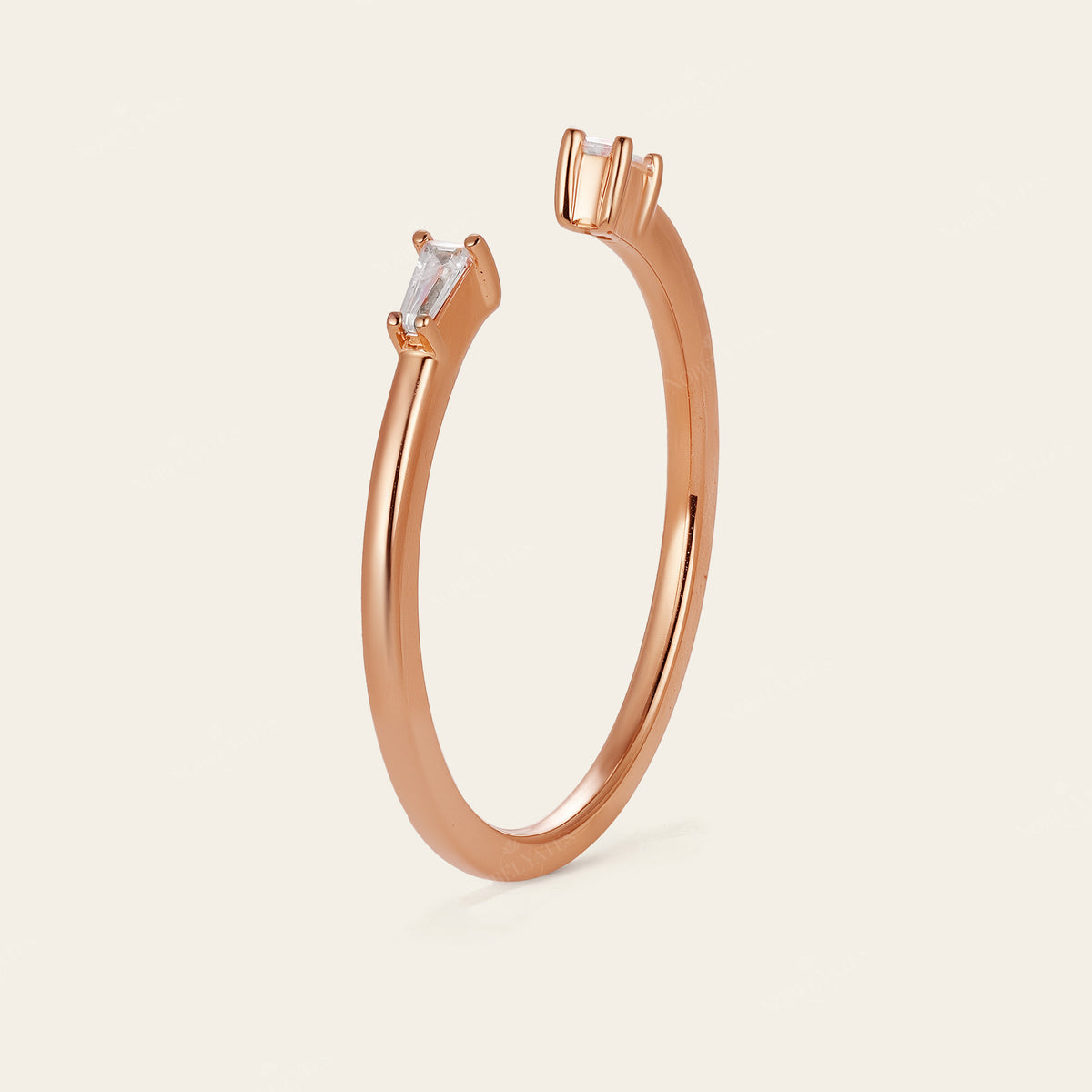 Tapered Baguette Lab Diamond Open Wedding Band