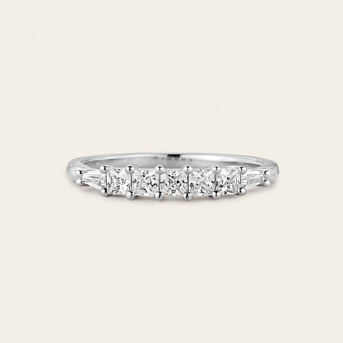 Tapered Baguette & Princess Cut Lab Diamond Wedding Band