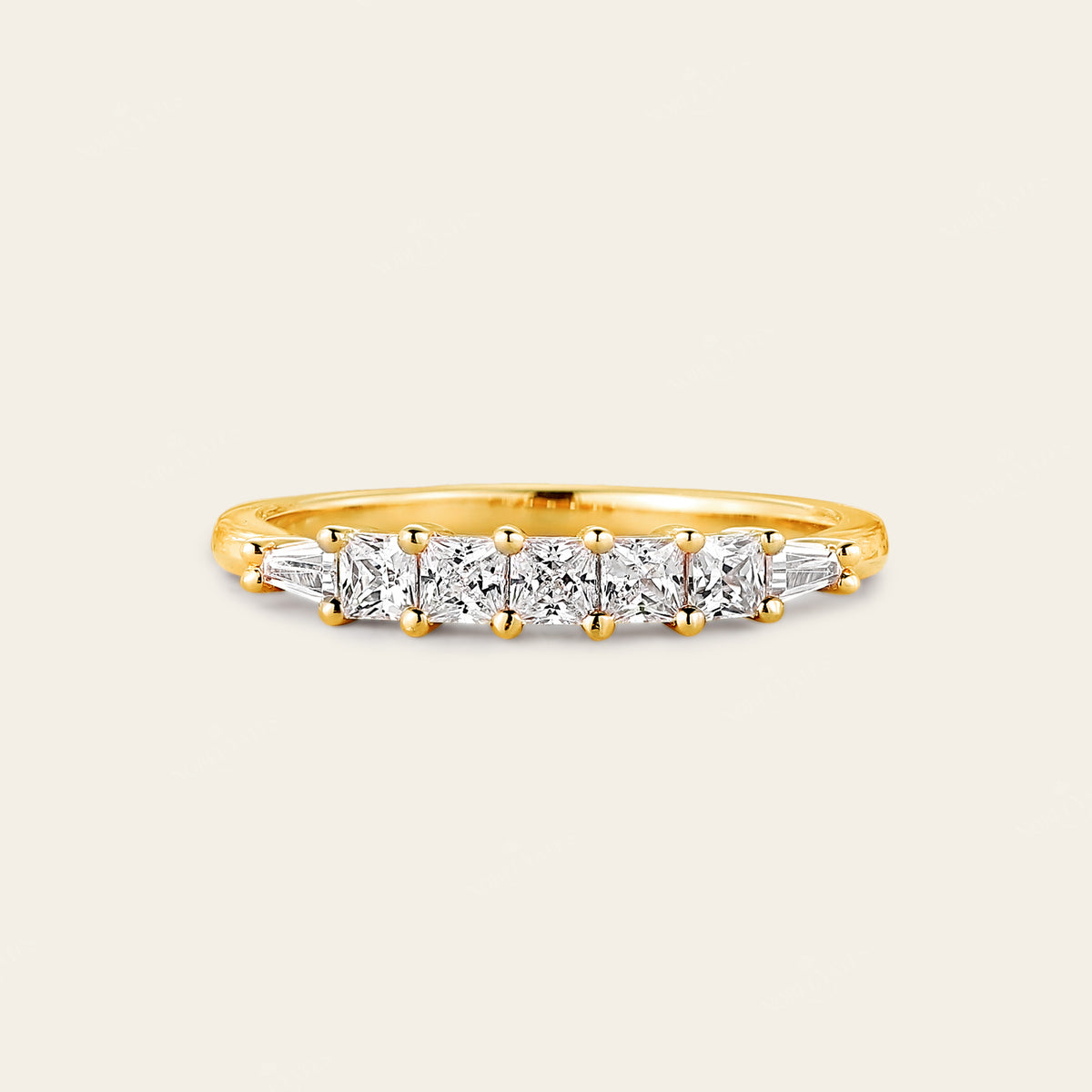 Tapered Baguette & Princess Cut Lab Diamond Wedding Band