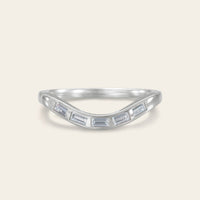 Art Deco Baguette Lab Diamond Curved Wedding Band 7