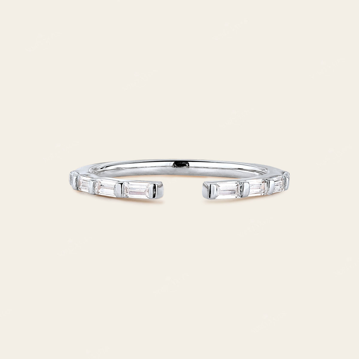 Baguette Lab Diamond Open Wedding Band 6