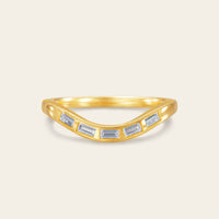 Art Deco Baguette Lab Diamond Curved Wedding Band 6