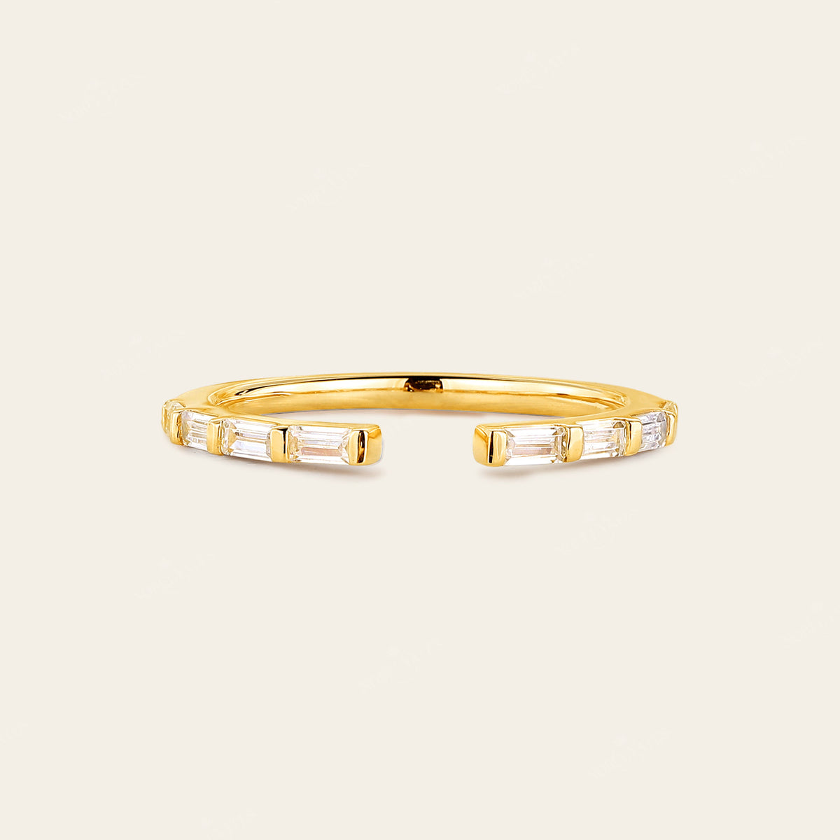 Baguette Lab Diamond Open Wedding Band 5